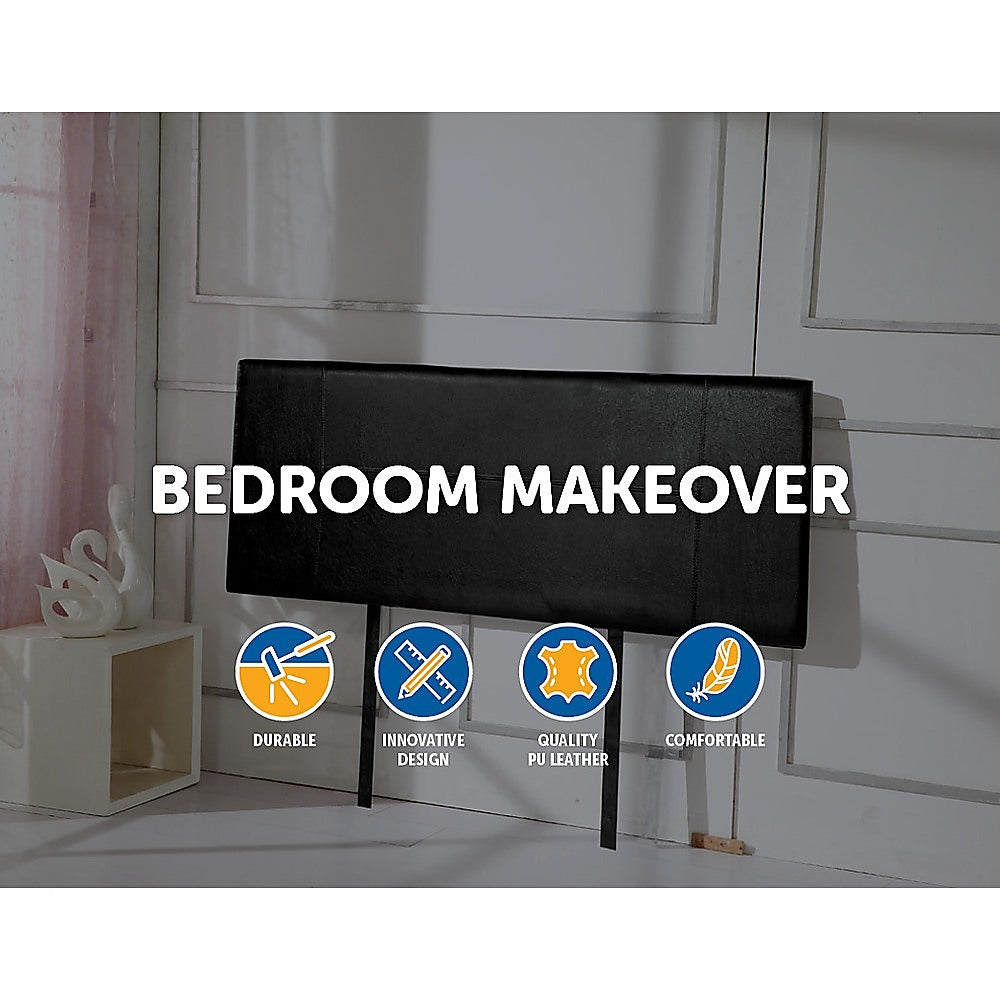 Queen Bed Headboard Bedhead - Black Leather