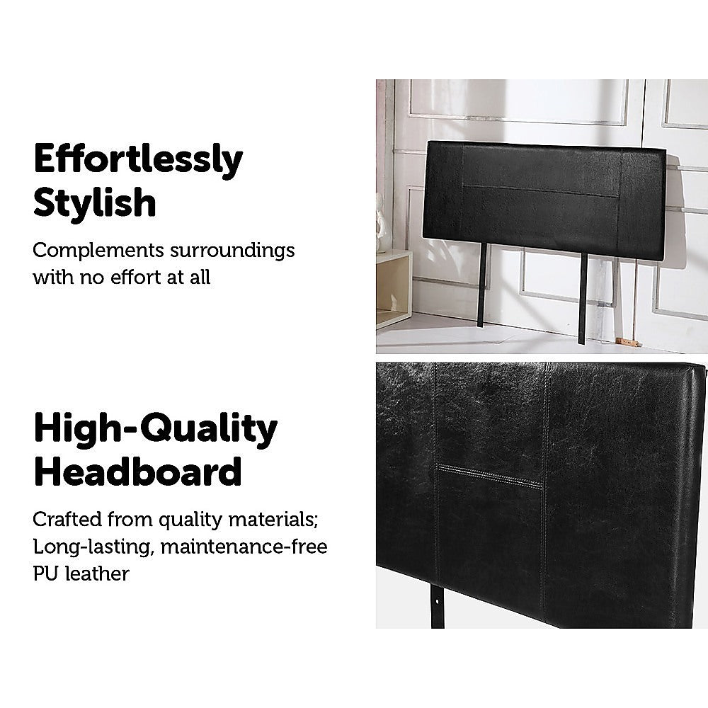 Queen Bed Headboard Bedhead - Black Leather
