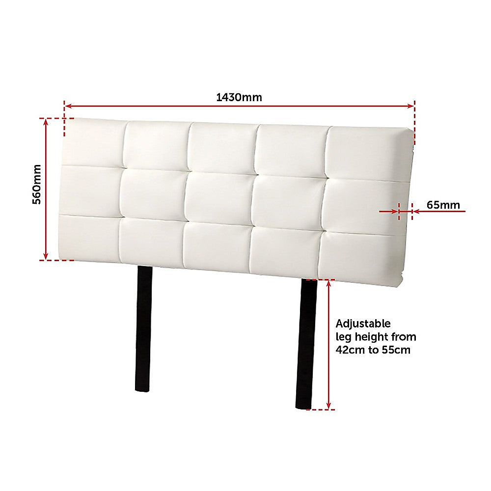 Out of Stock! Double Bed Deluxe Headboard Bedhead - White