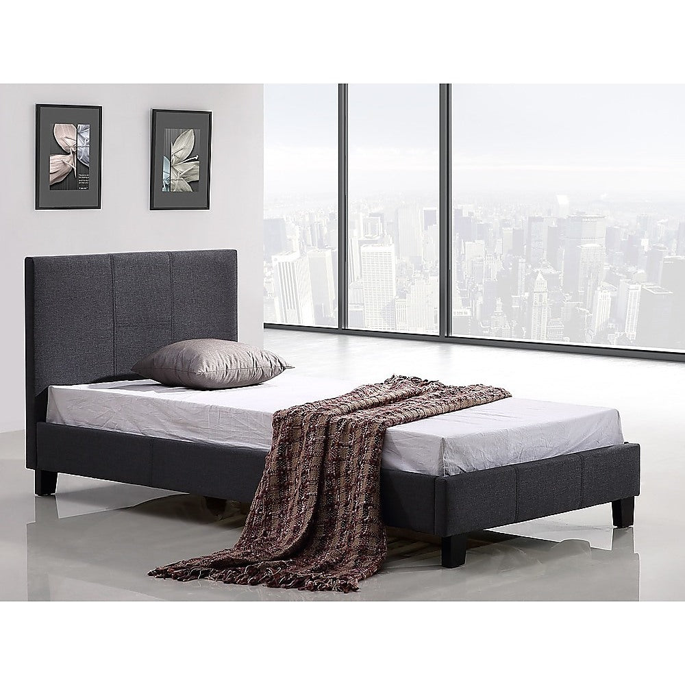 Out of Stock! Single Size Bed Frame Linen Fabric - Grey