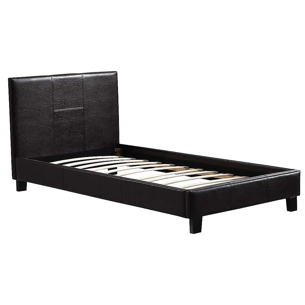 Out of Stock - Single Size Bed Frame - PU Leather Brown