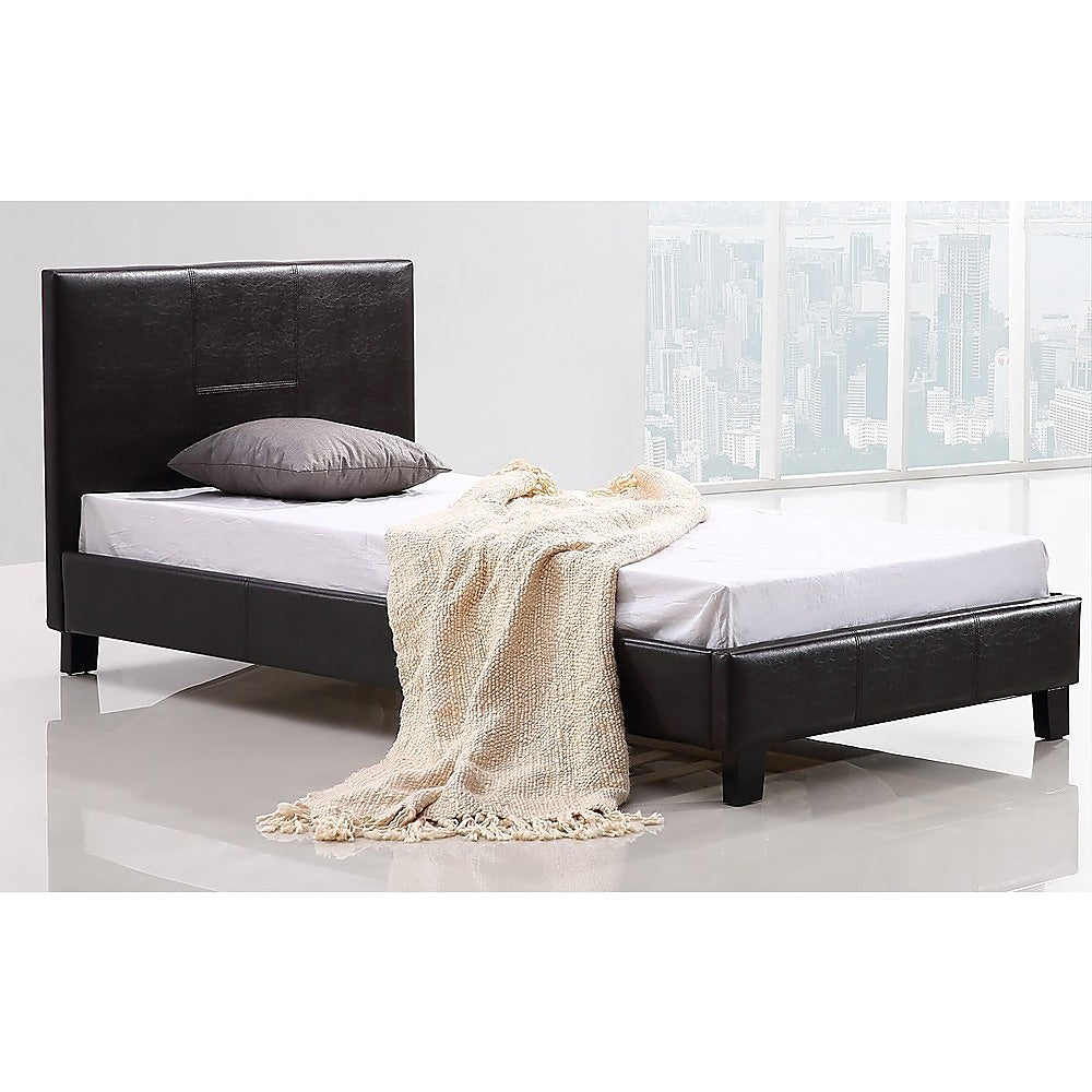 Out of Stock - Single Size Bed Frame - PU Leather Brown