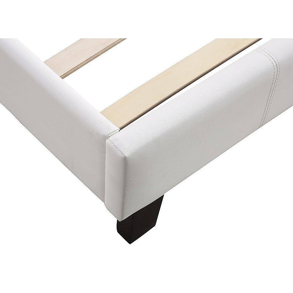 Out of Stock! Single Size Bed Frame PU Leather - White