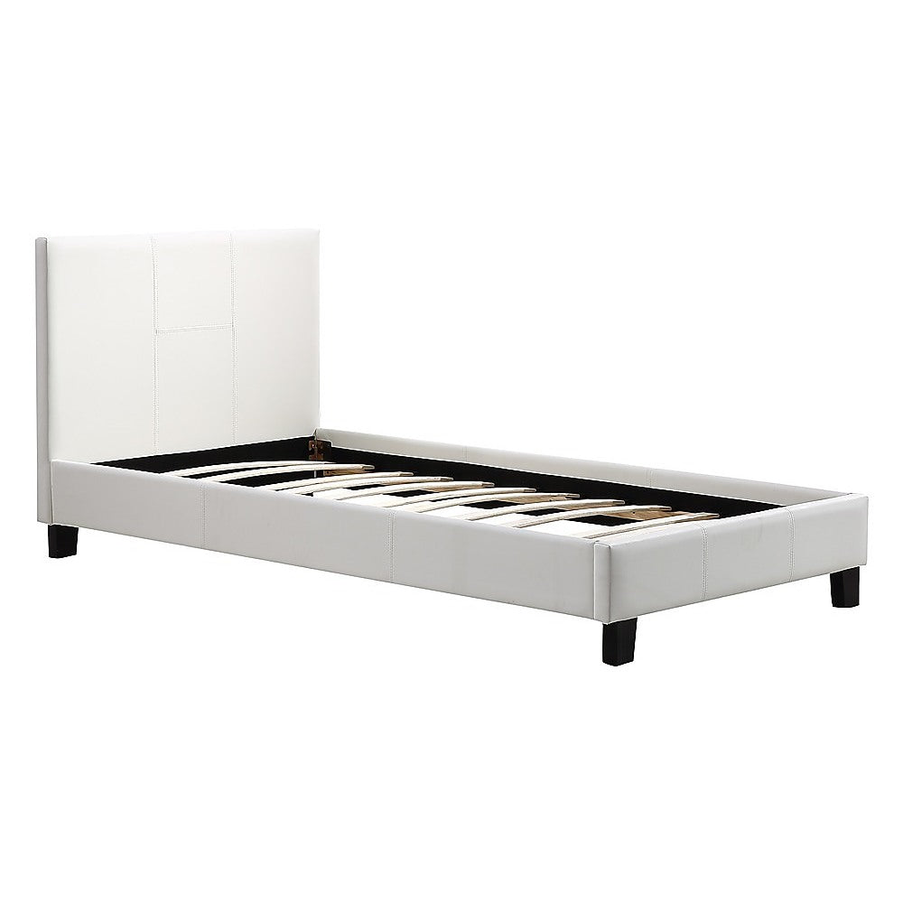 Out of Stock! Single Size Bed Frame PU Leather - White