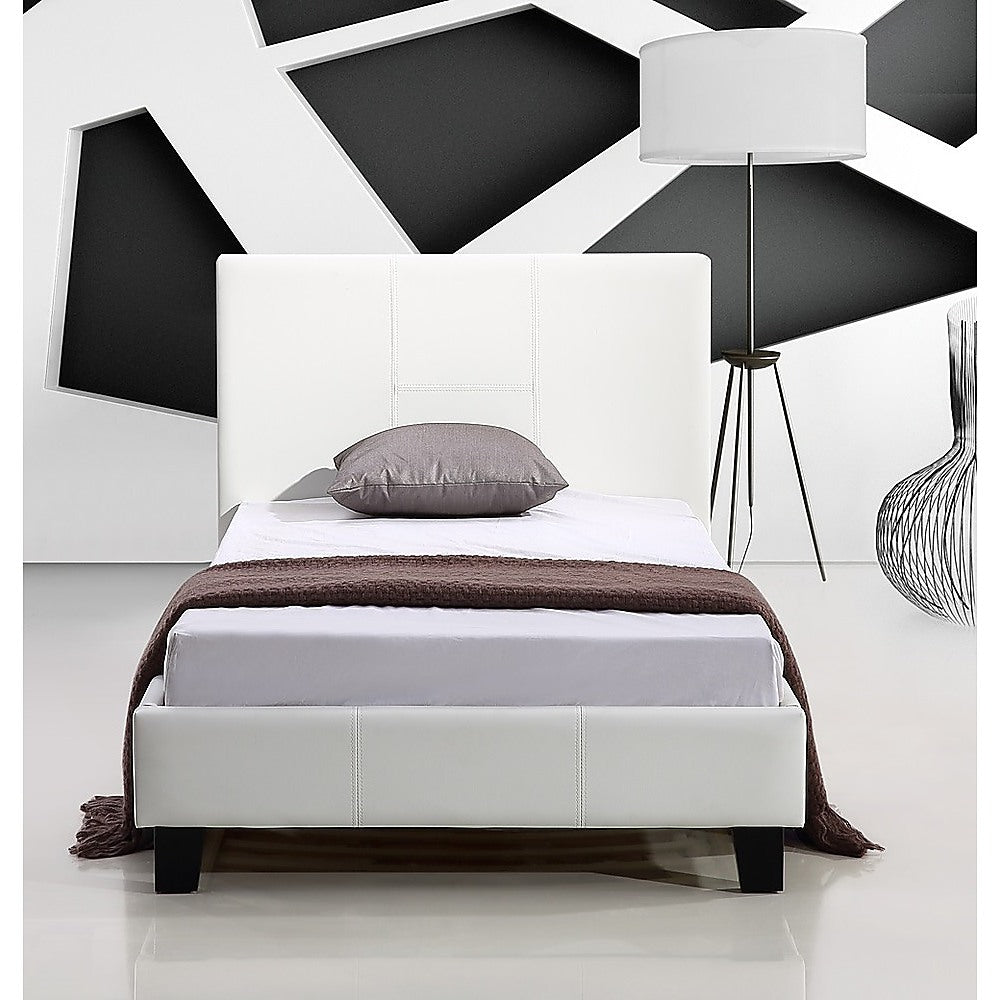Out of Stock! Single Size Bed Frame PU Leather - White