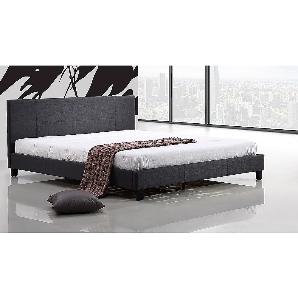 Out of Stock! King Bed Frame Linen Fabric Grey