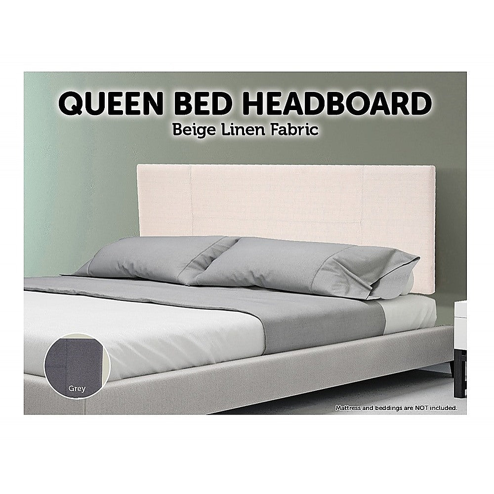 Out of Stock! Queen Size Linen Fabric Bed Headboard Bedhead - Beige