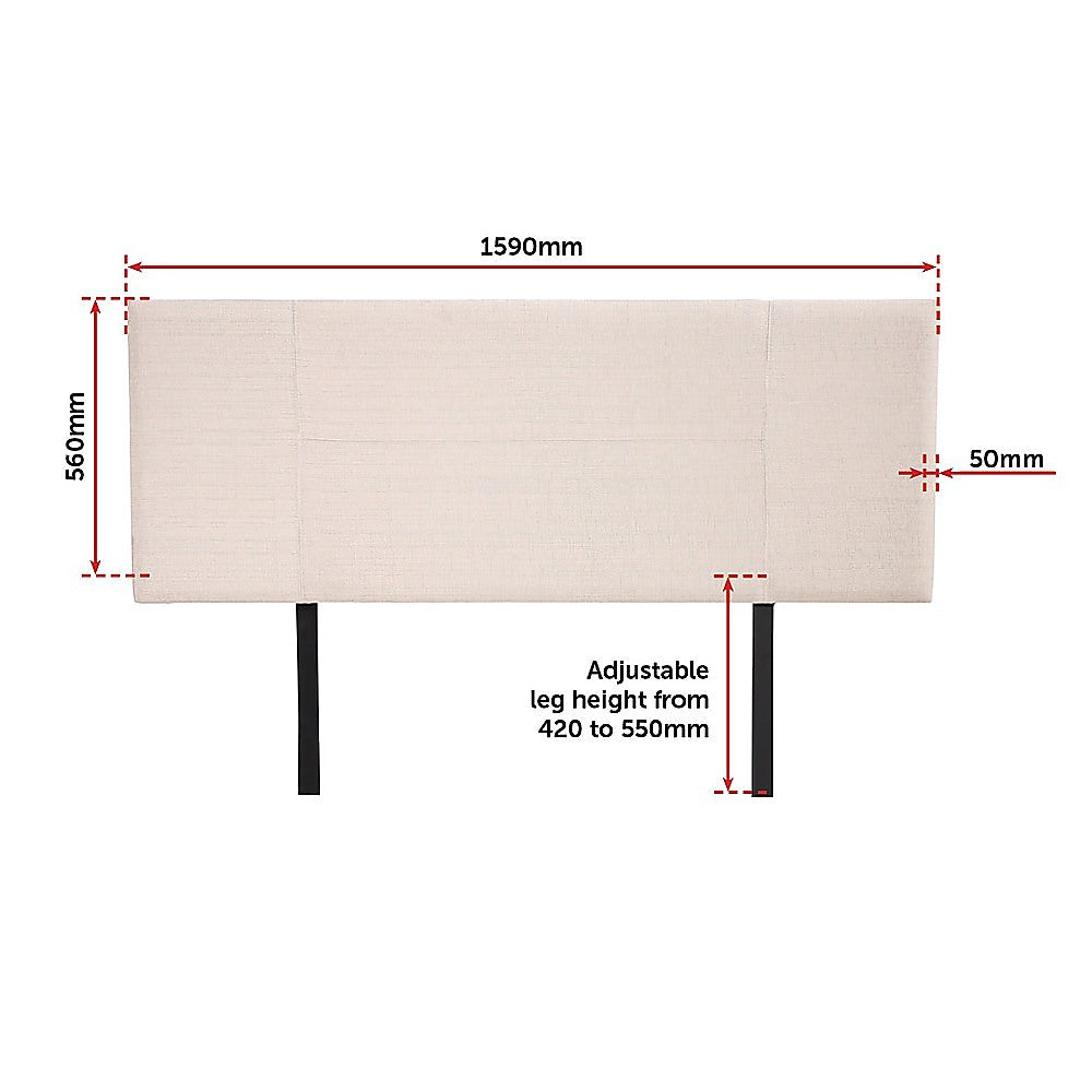Out of Stock! Queen Size Linen Fabric Bed Headboard Bedhead - Beige