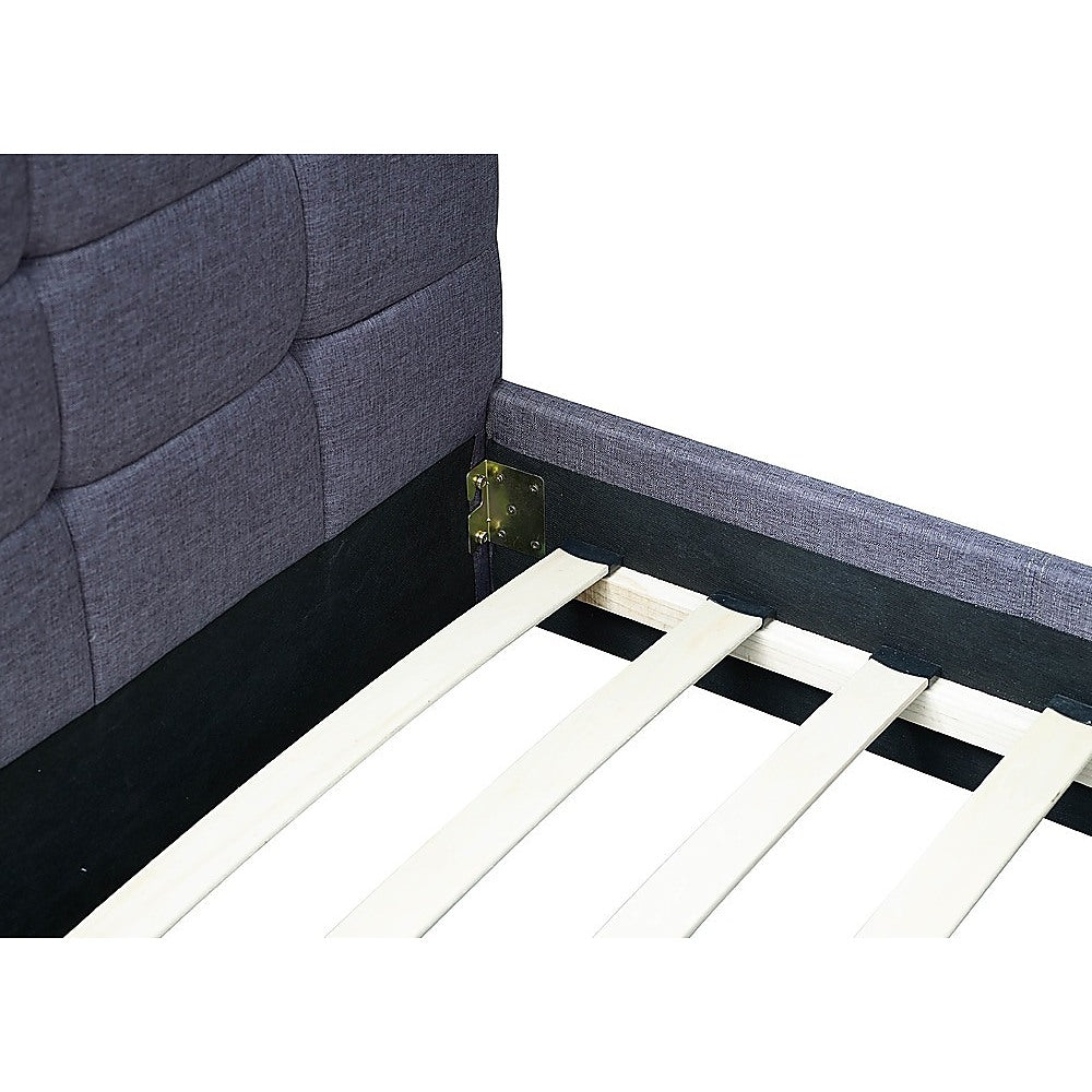 Out of Stock! Double Size Bed Frame With Headboard Linen Fabric - Grey