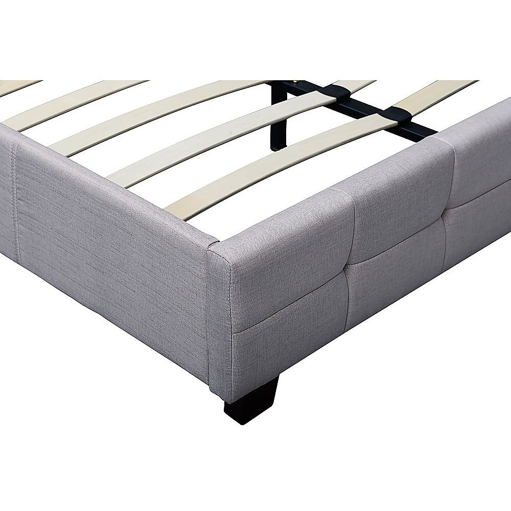 Out of Stock! Queen Size Bed Frame With Headboard Linen Fabric - Beige