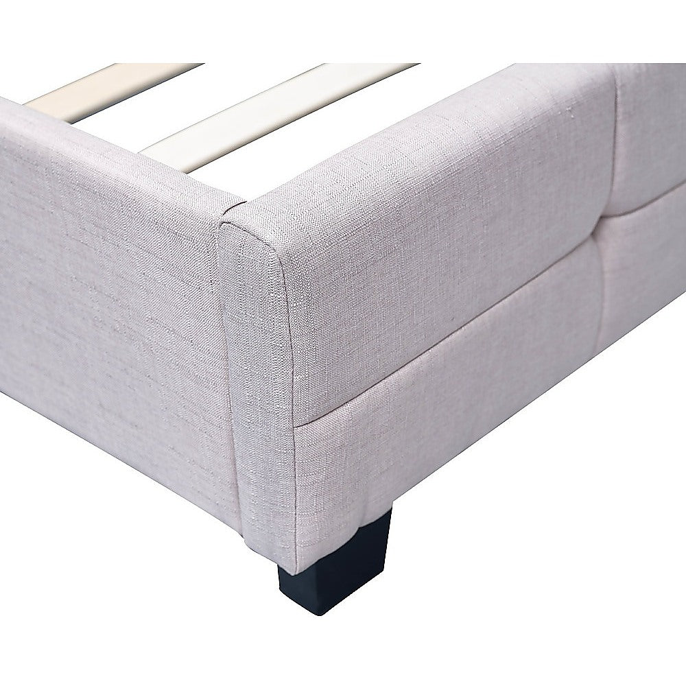 Out of Stock! King Sized Bed Frame Linen Fabric Deluxe Beige