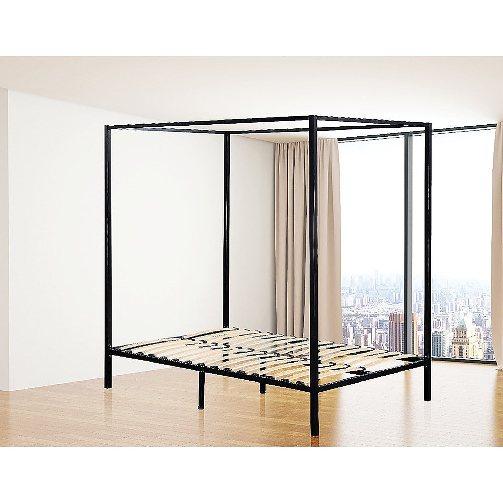 Queen Size Four Poster Bed Frame - Black