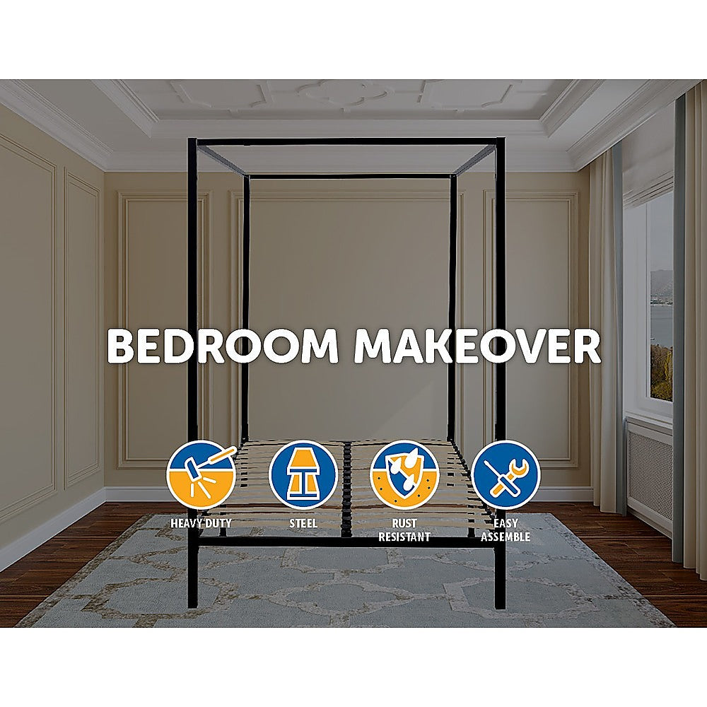 Queen Size Four Poster Bed Frame - Black
