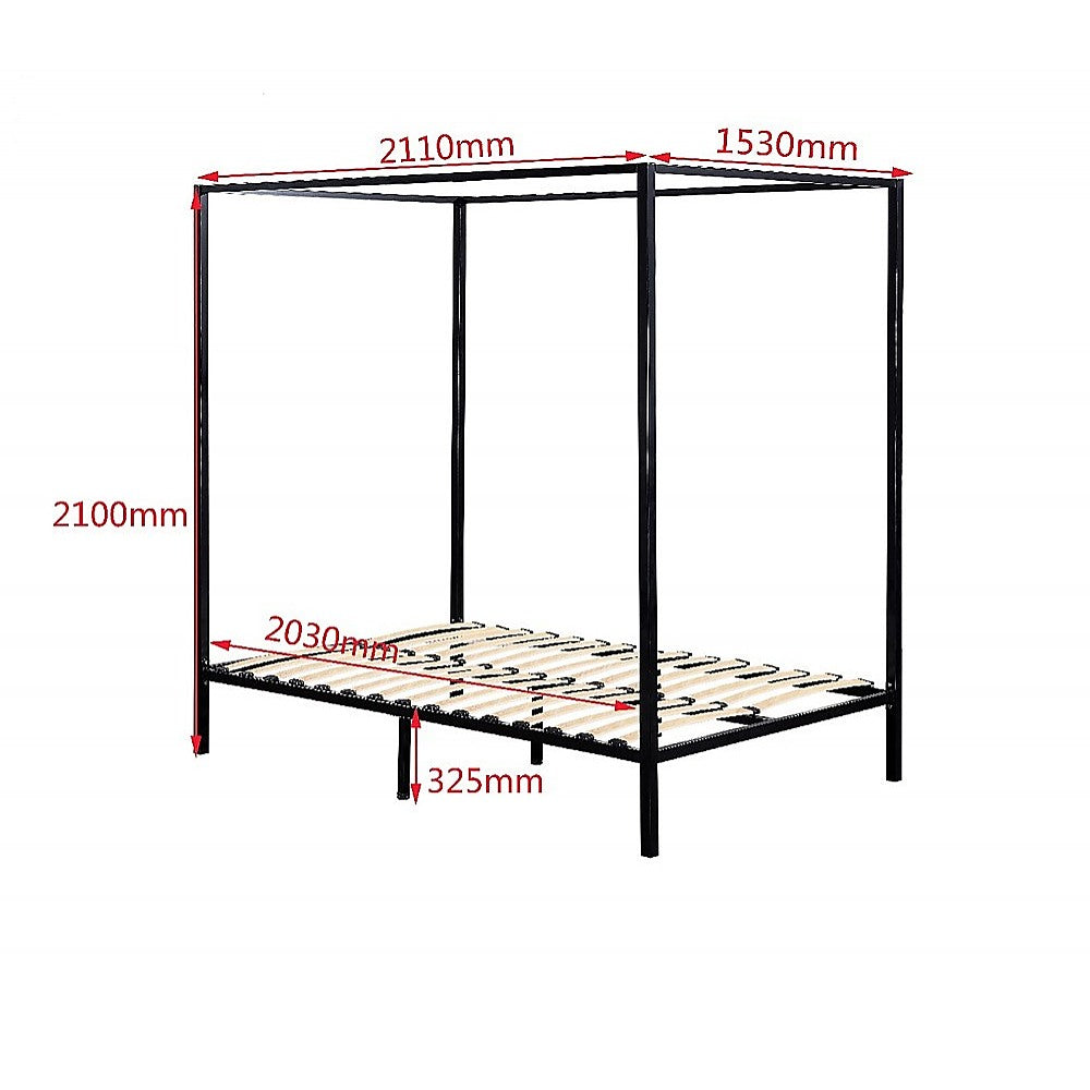 Queen Size Four Poster Bed Frame - Black