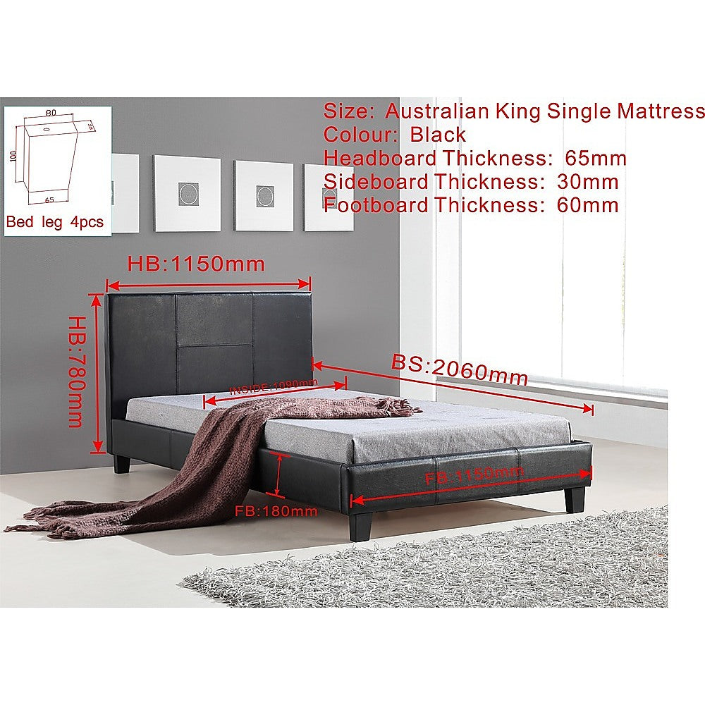 Out of Stock, Sorry! King Single PU Leather Bed Frame Black