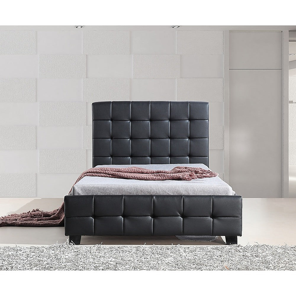 Out of Stock! King Single Bed Frame PU Leather Deluxe Black