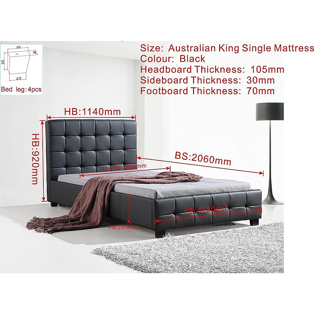 Out of Stock! King Single Bed Frame PU Leather Deluxe Black