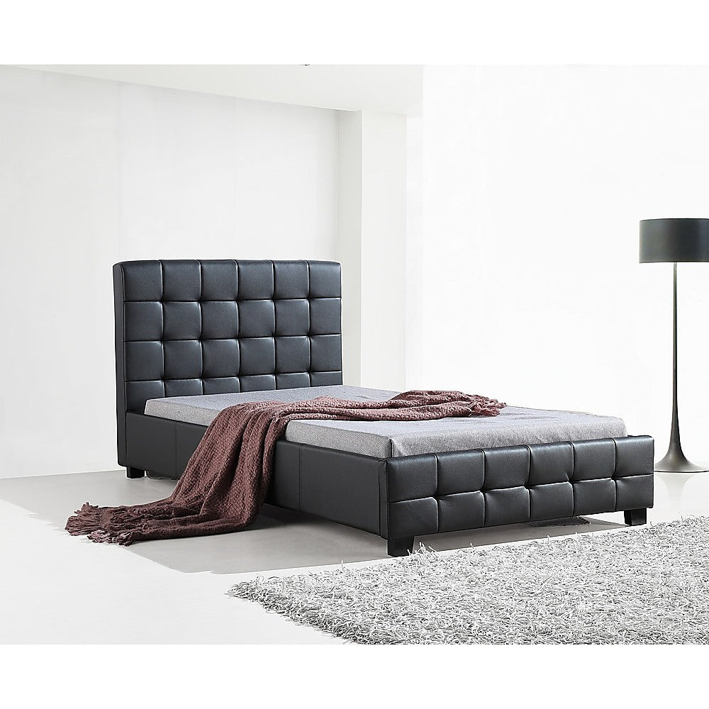 Out of Stock! King Single Bed Frame PU Leather Deluxe Black