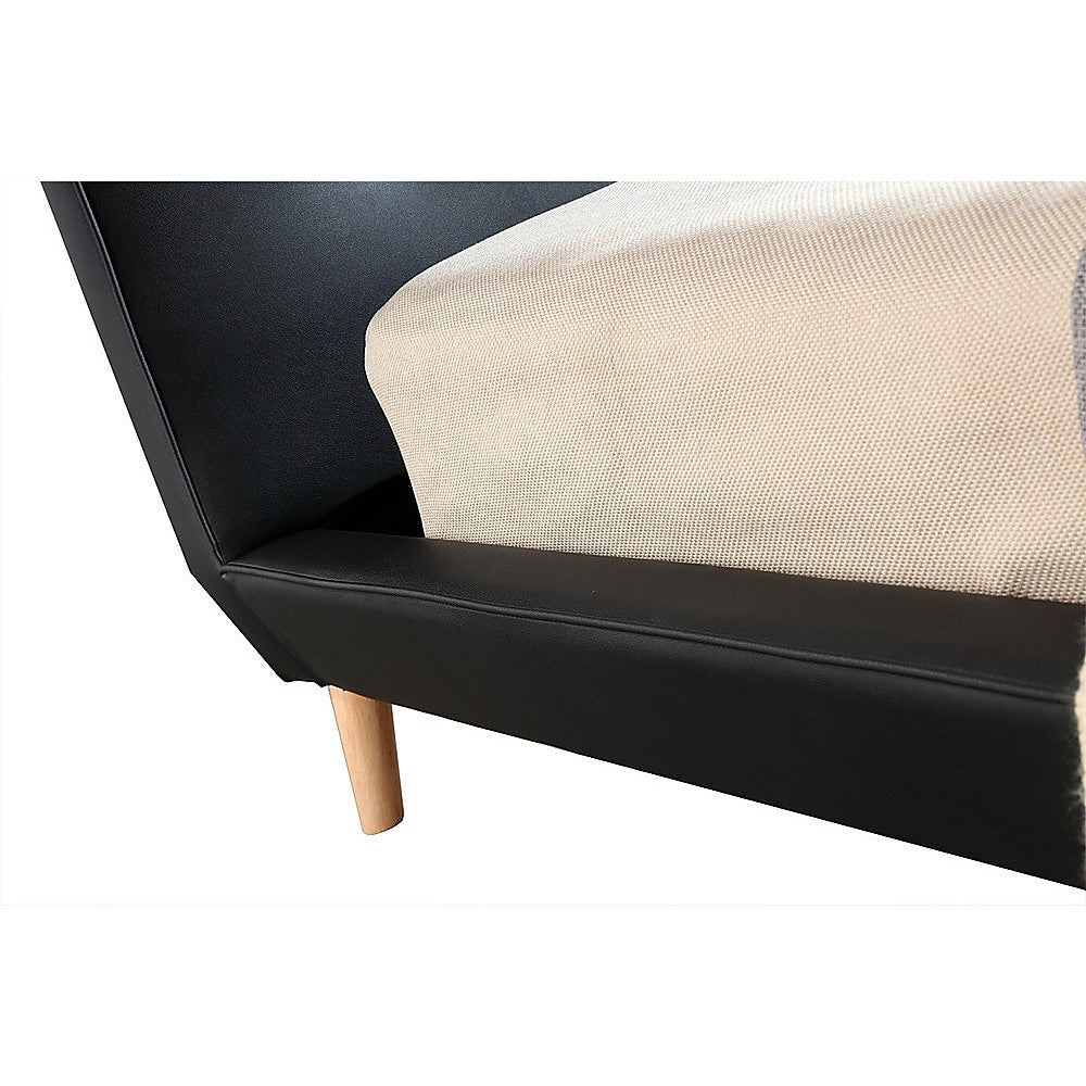 Out of Stock! Double Size Bed Frame With Button Tufted Headboard - Black