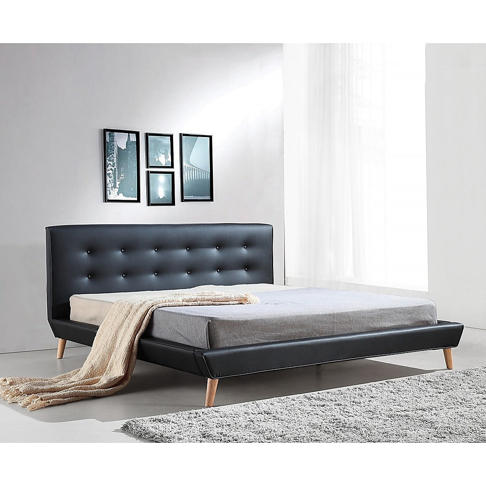 Out of Stock! King Size Bed Frame PU Leather Deluxe  Black