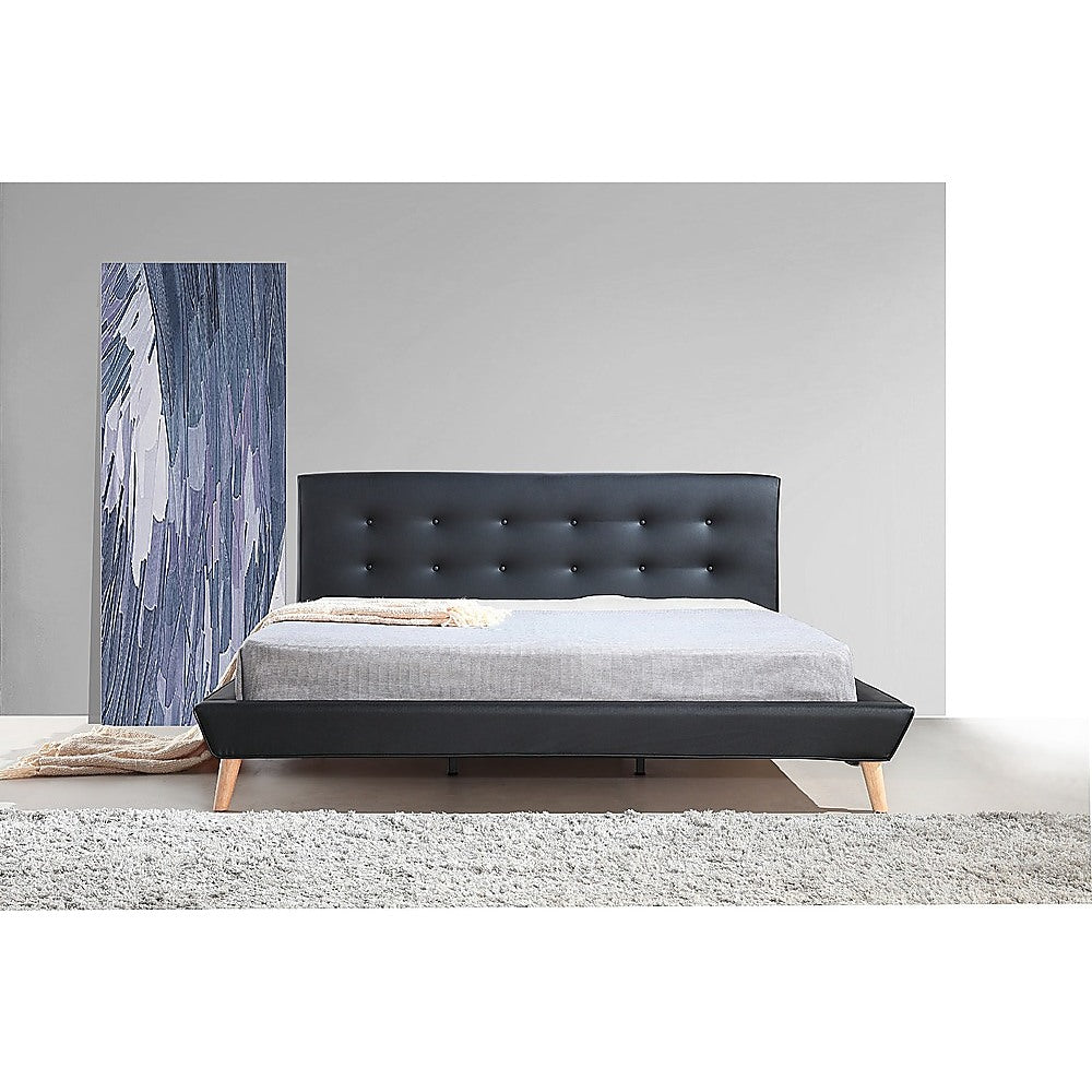 Out of Stock! King Size Bed Frame PU Leather Deluxe  Black