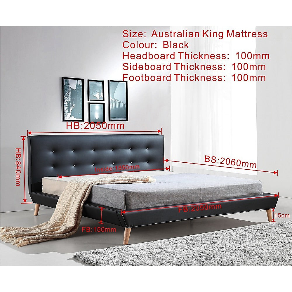 Out of Stock! King Size Bed Frame PU Leather Deluxe  Black