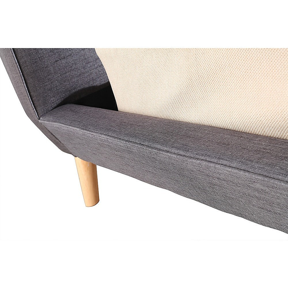 Out of Stock! Double Size Bed Frame With Tufted Headboard - Grey