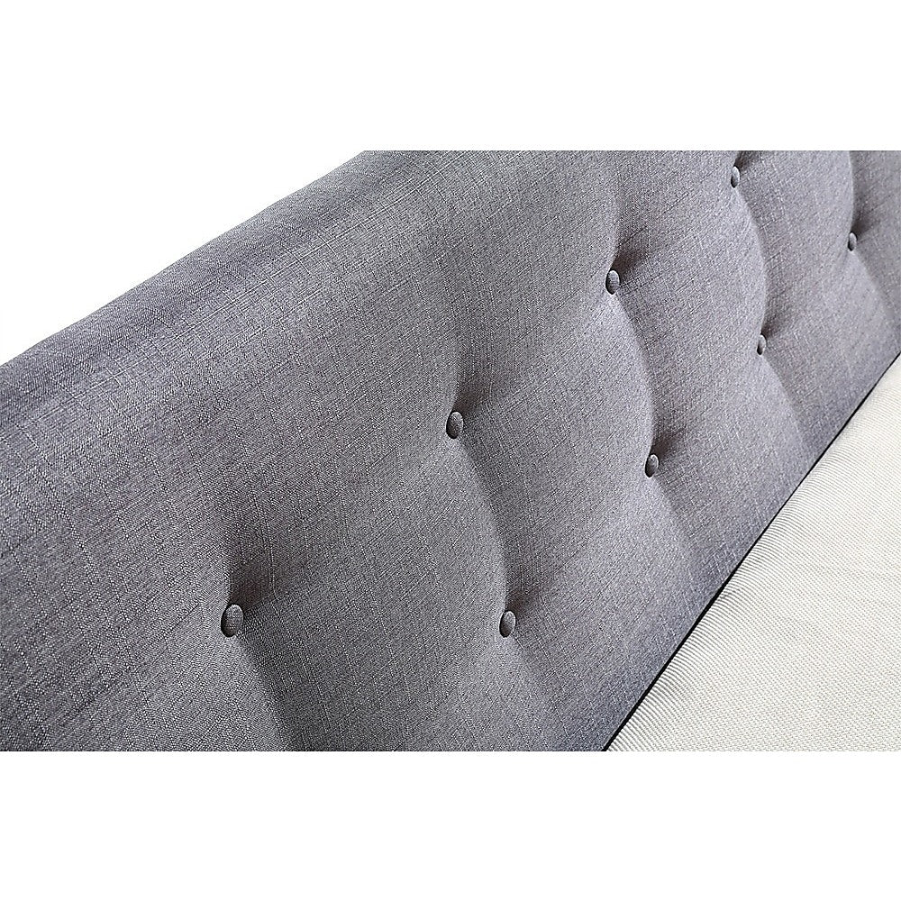 Out of Stock! Double Size Bed Frame With Tufted Headboard - Grey