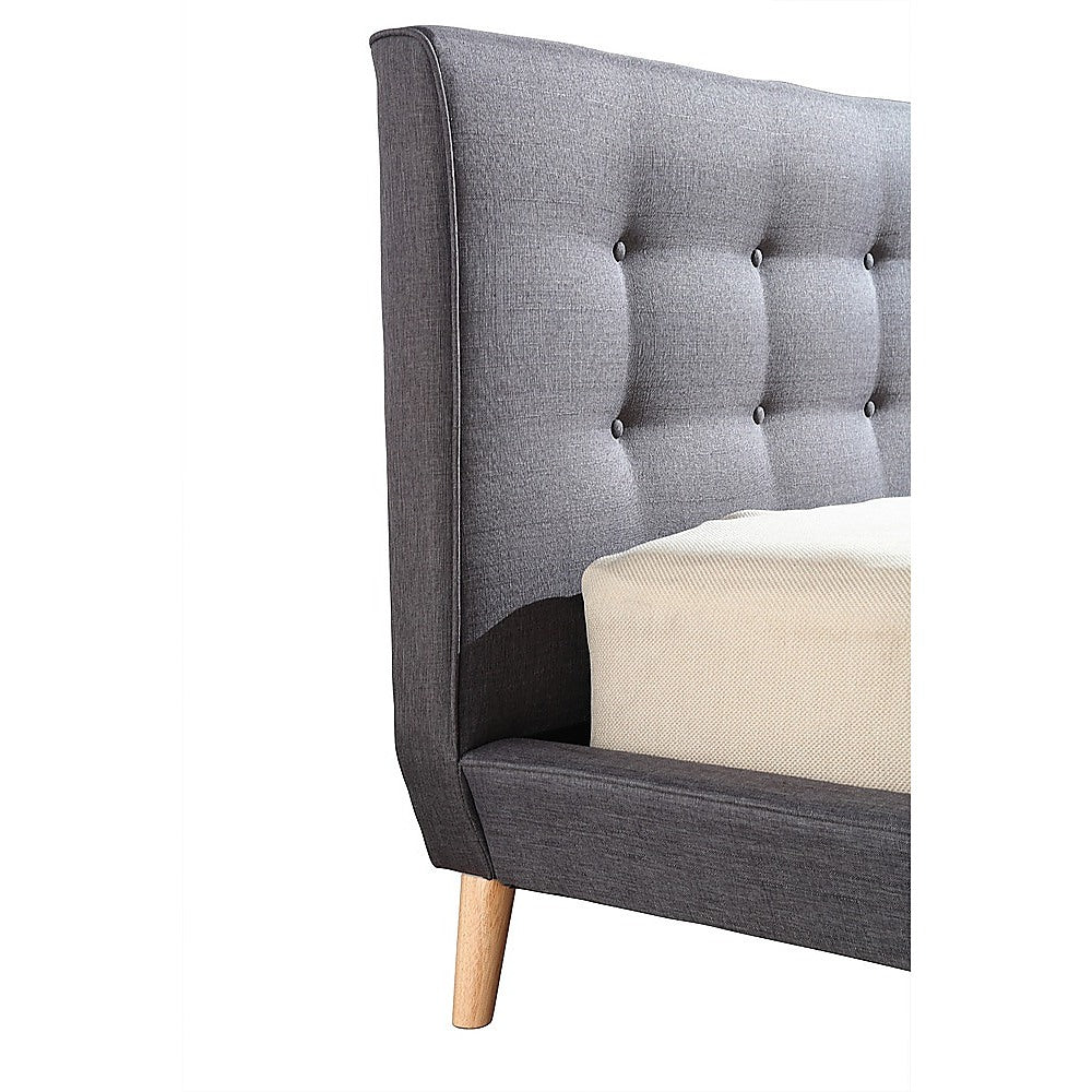Out of Stock! Queen Size Bed Frame With Headboard Linen Fabric - Grey