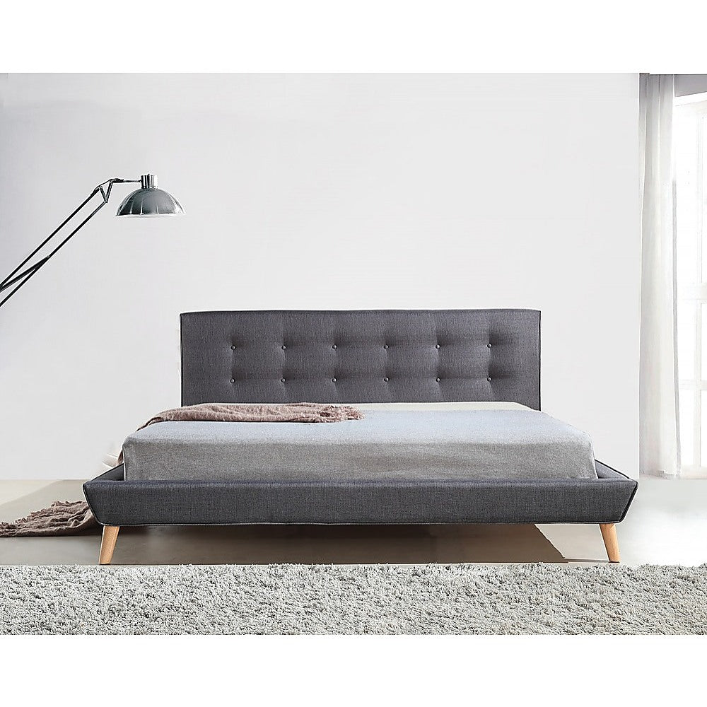 Out of Stock! King Size Deluxe Bed Frame Linen Fabric - Grey