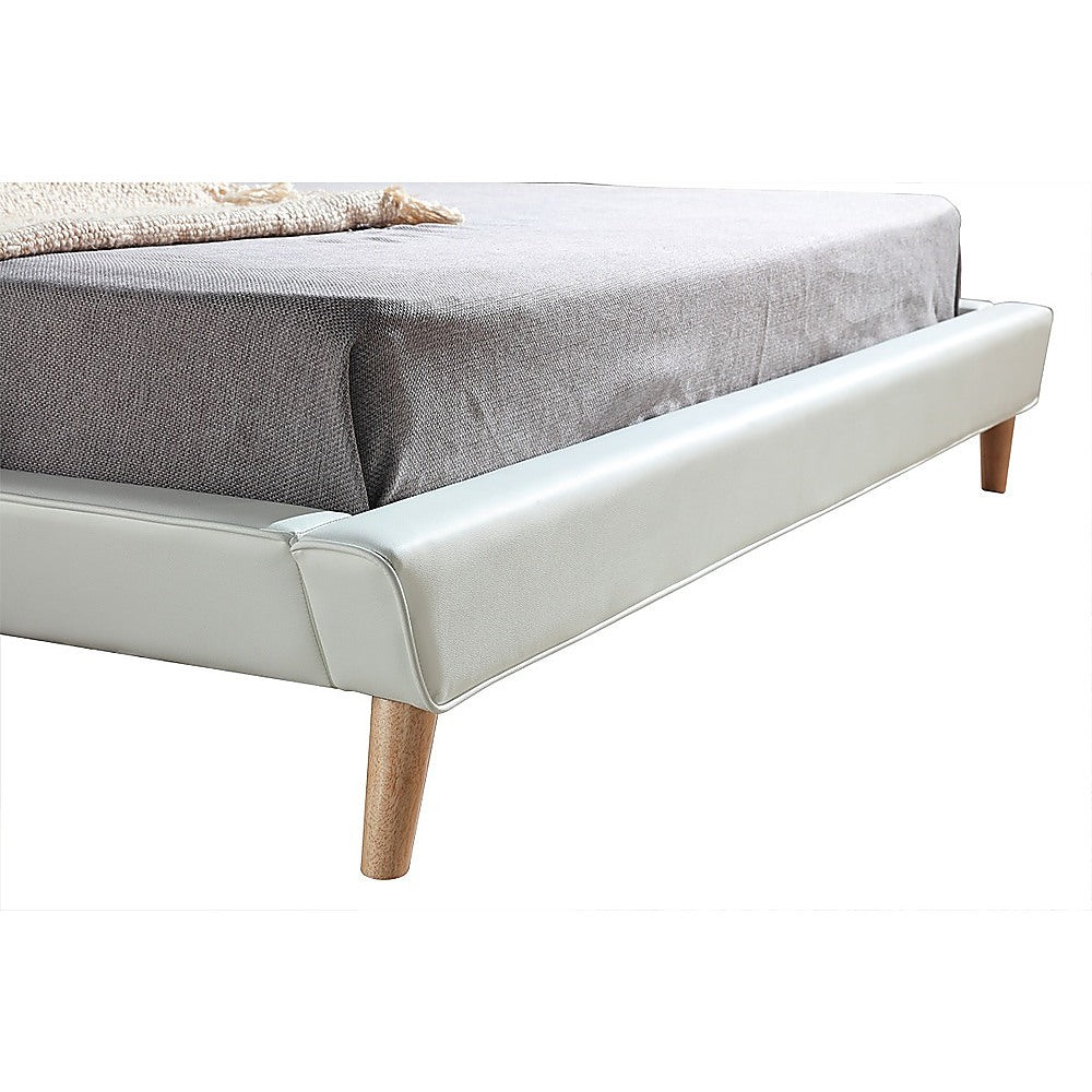 Out of Stock! King Size Bed Frame PU Leather Deluxe - White