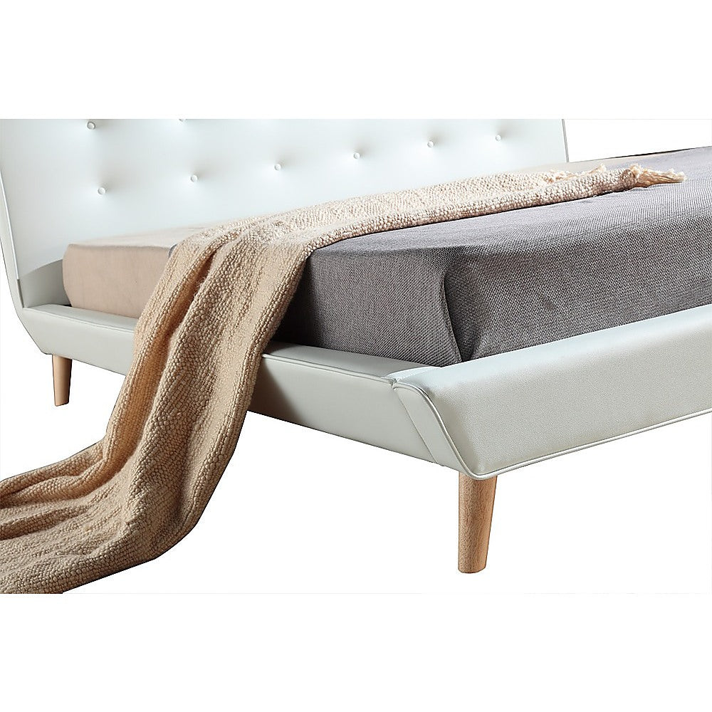 Out of Stock! King Size Bed Frame PU Leather Deluxe - White