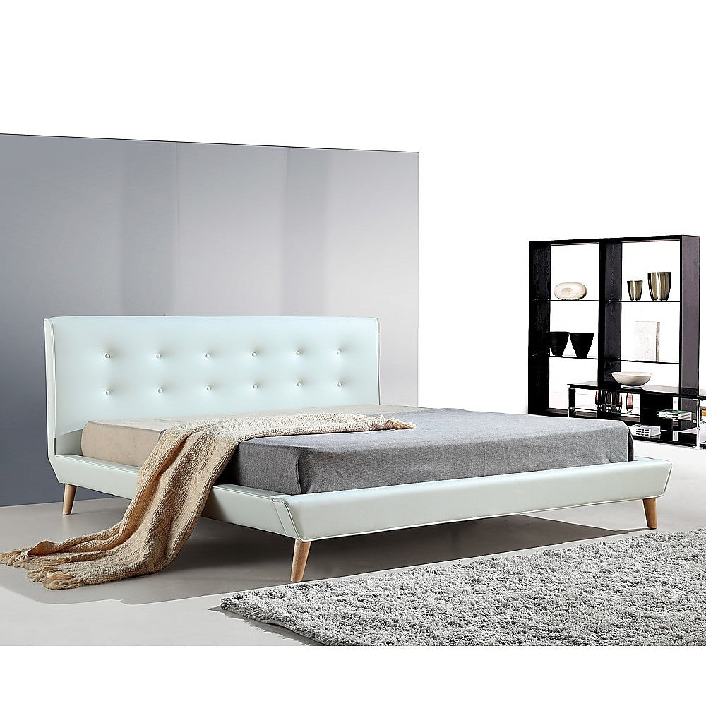 Out of Stock! King Size Bed Frame PU Leather Deluxe - White