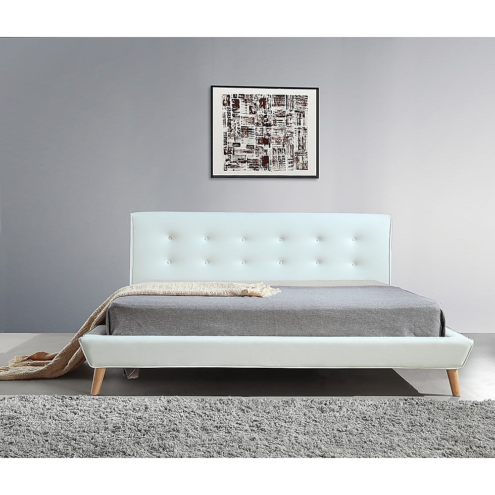 Out of Stock! King Size Bed Frame PU Leather Deluxe - White