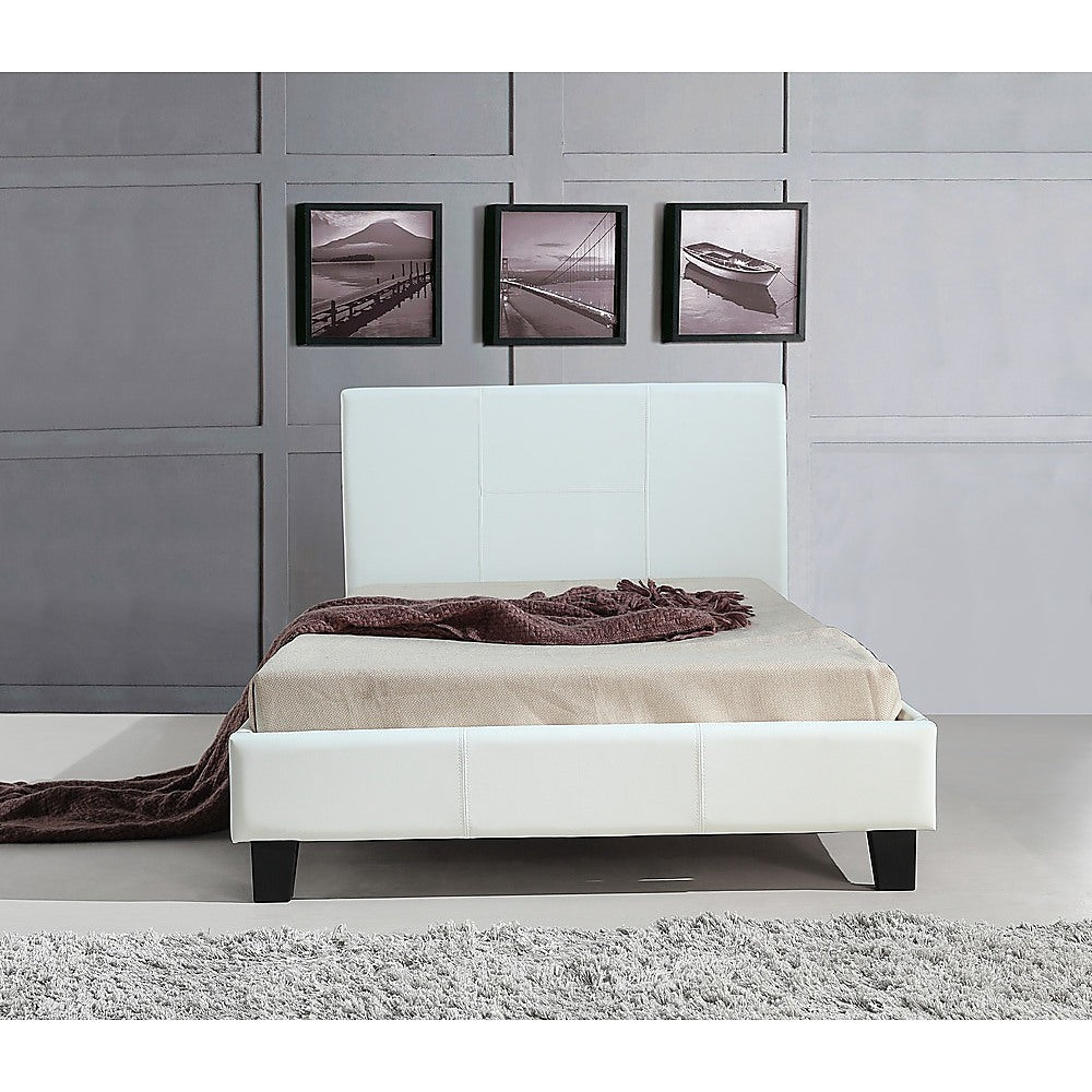 Out of Stock! King Single Bed Frame PU Leather White