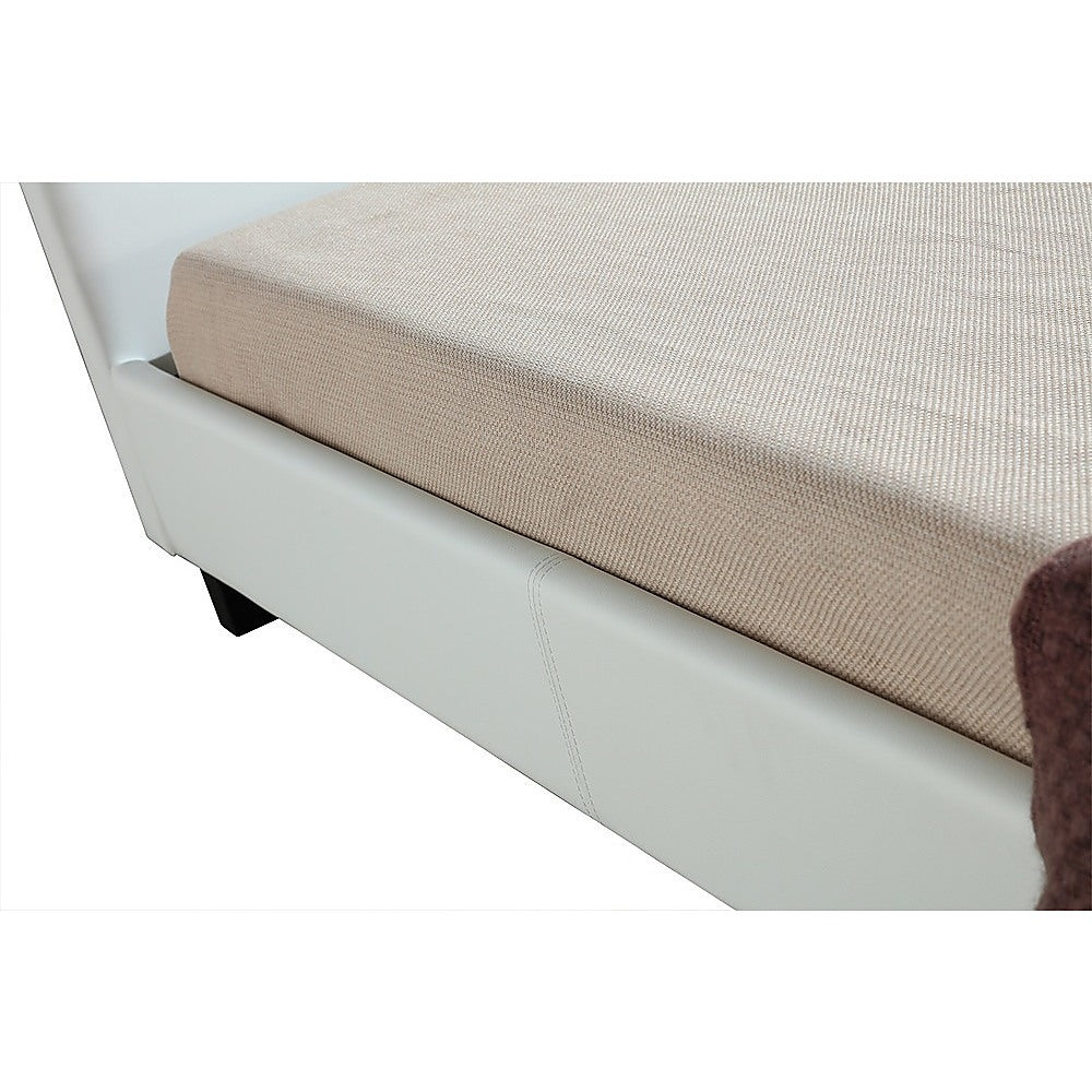 Out of Stock! King Single Bed Frame PU Leather White