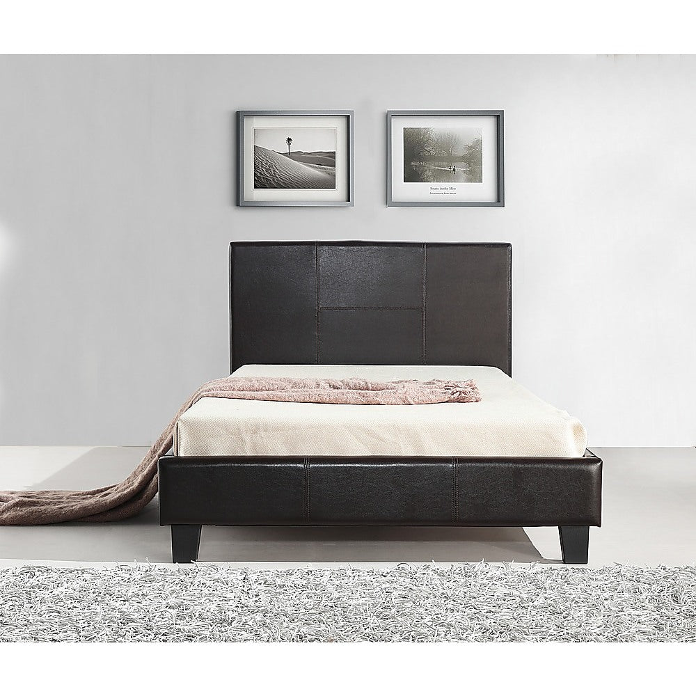 Out of Stock! King Single Bed Frame PU Leather Brown