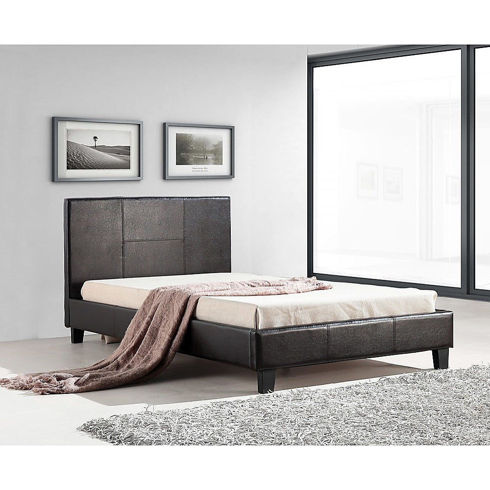 Out of Stock! King Single Bed Frame PU Leather Brown