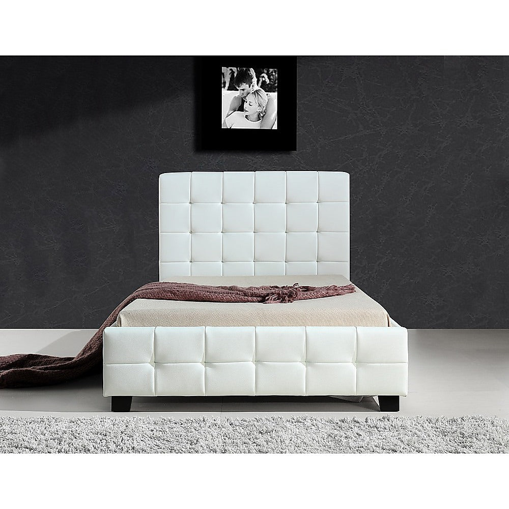 Out of Stock! King Single Deluxe Bed Frame PU Leather White