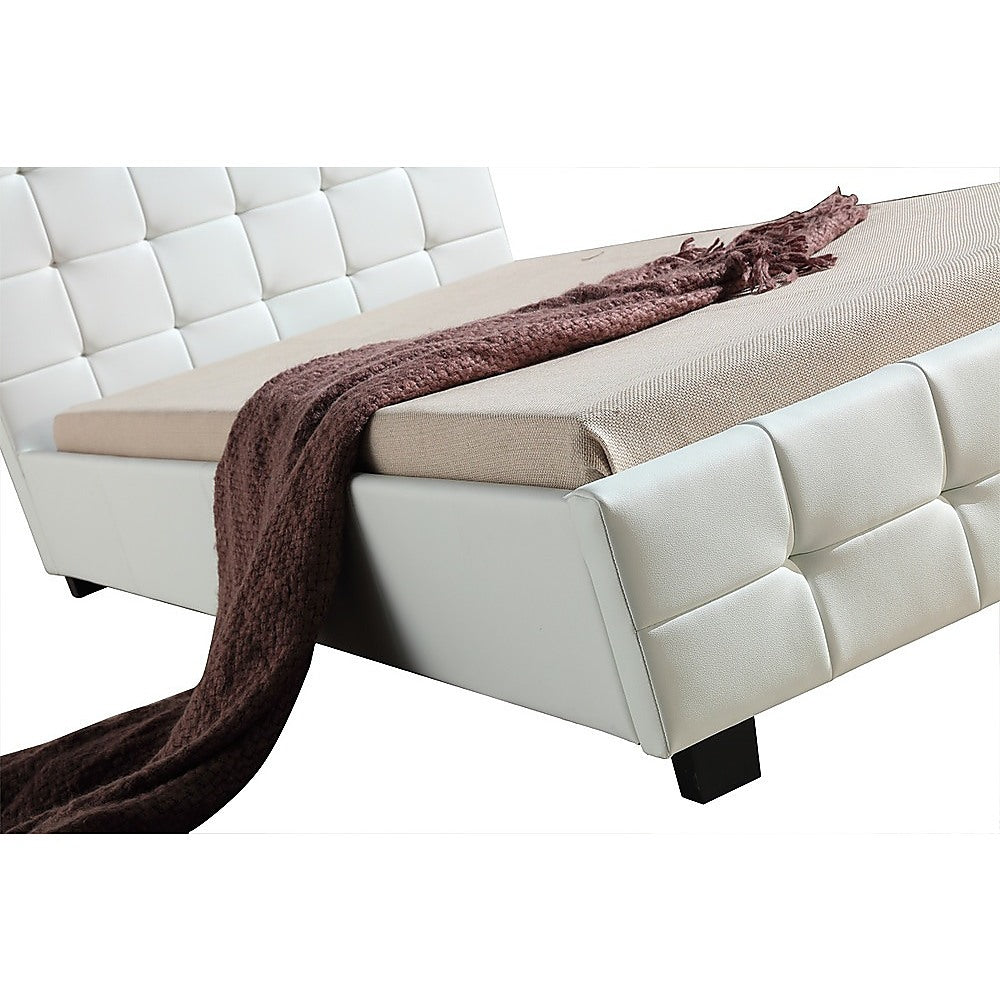 Out of Stock! King Single Deluxe Bed Frame PU Leather White