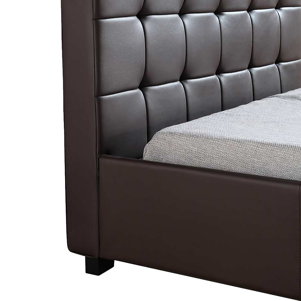 Out of Stock! King Single Deluxe Bed Frame  PU Leather Brown