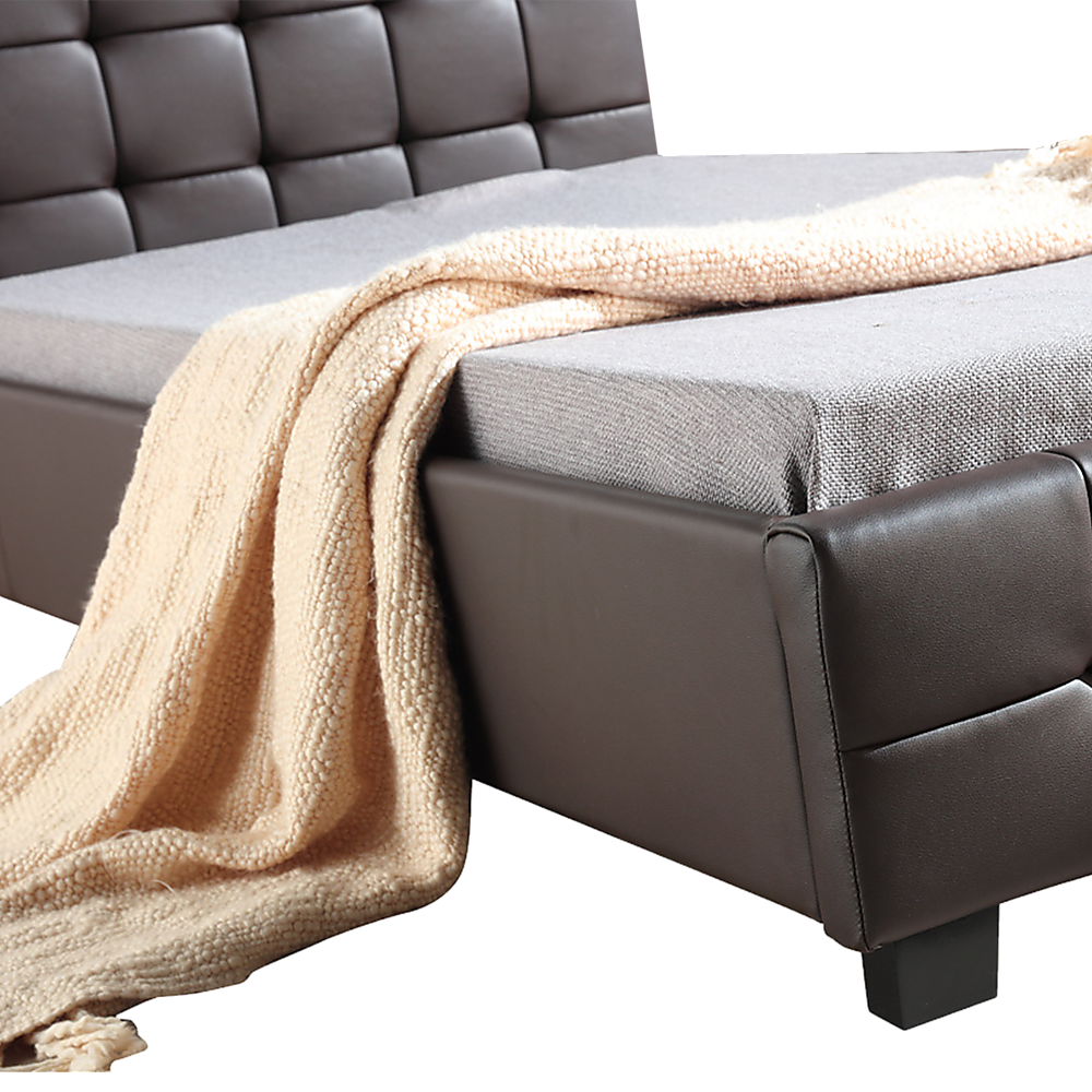 Out of Stock! King Single Deluxe Bed Frame  PU Leather Brown