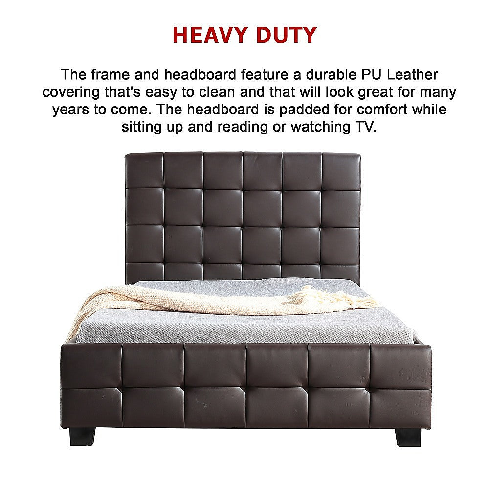 Out of Stock! King Single Deluxe Bed Frame  PU Leather Brown