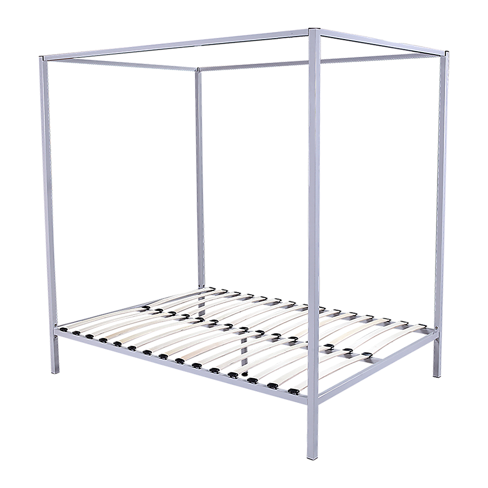 Out of Stock! Queen Size Four Poster Bed Frame - Cream