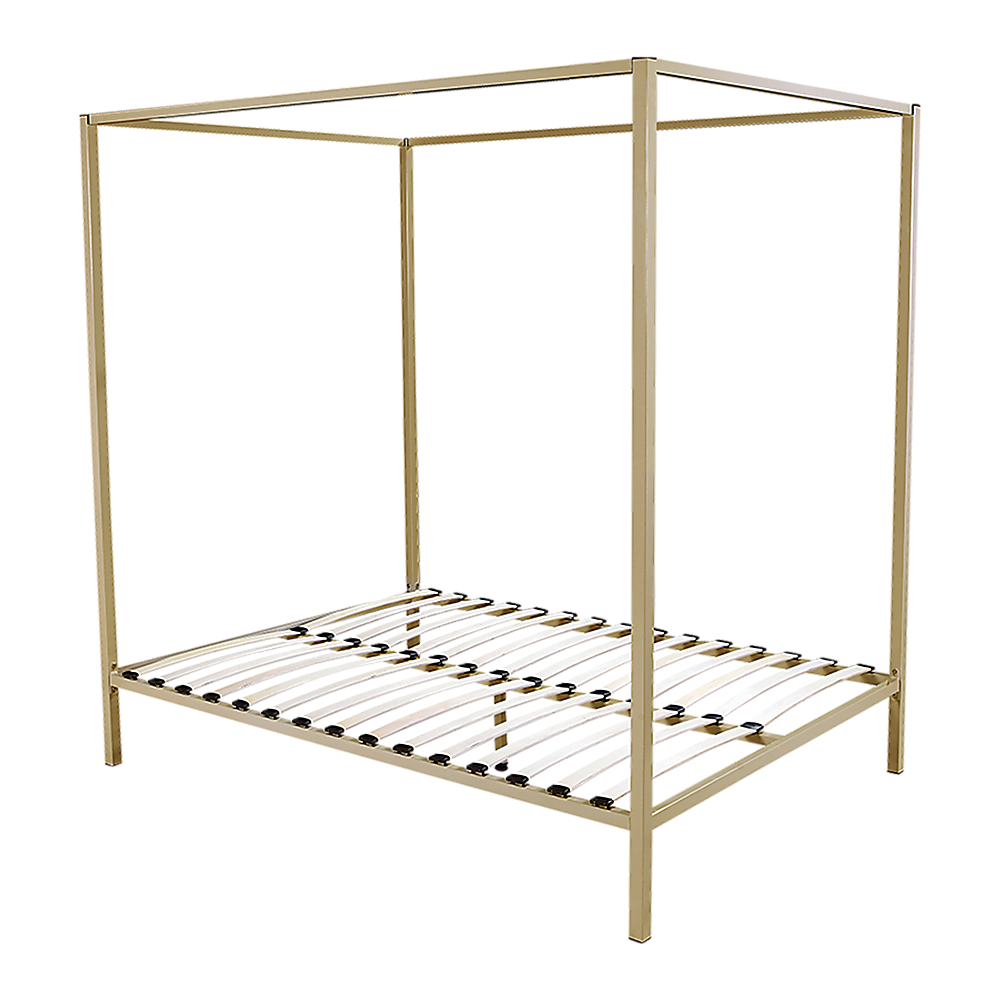 Queen Size Four Poster Bed Frame - Gold
