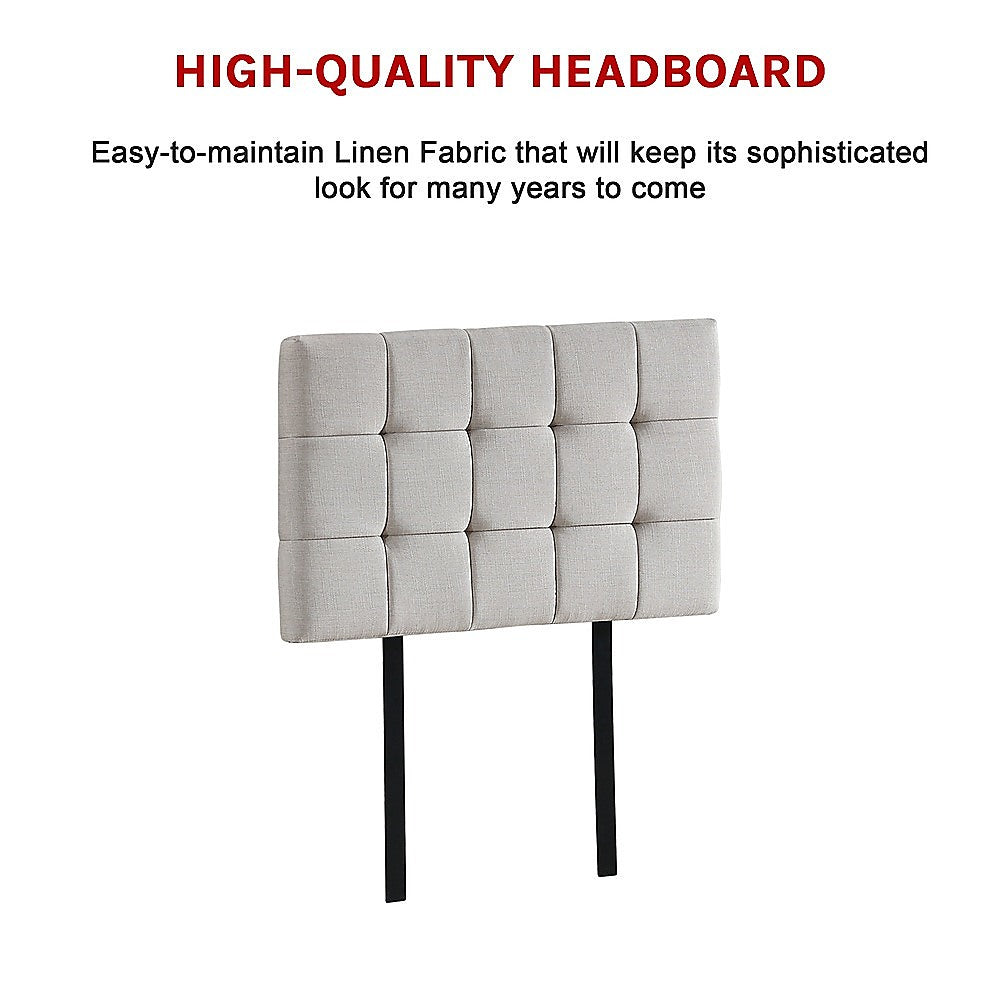 Out of Stock! Single Size Linen Fabric Deluxe Headboard - Beige