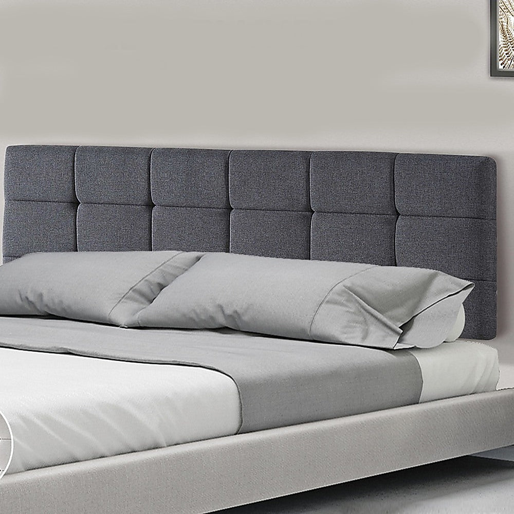Out of Stock! King Size Deluxe Tufted Headboard Bedhead Grey Linen Fabric