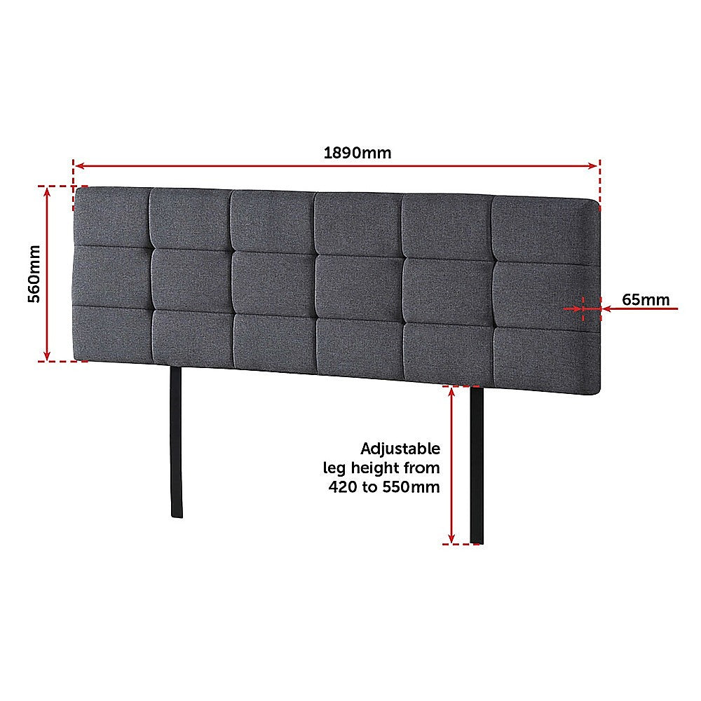 Out of Stock! King Size Deluxe Tufted Headboard Bedhead Grey Linen Fabric