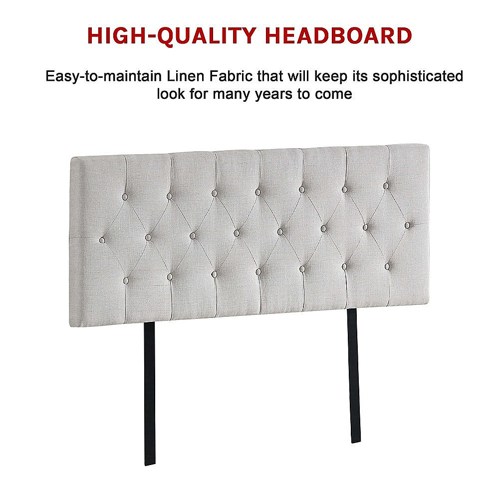 Out of Stock! Double Bed Size Linen Fabric Deluxe Headboard - Beige