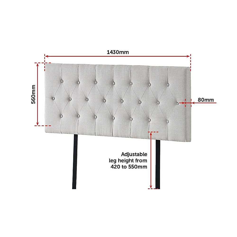 Out of Stock! Double Bed Size Linen Fabric Deluxe Headboard - Beige